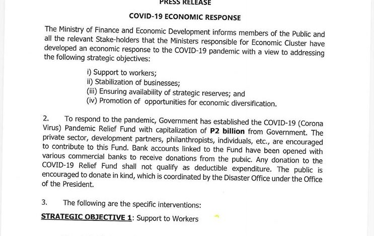 COVID-19 ECONOMIC RESPONSE