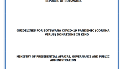 GUIDELINES FOR BOTSWANA COVID-19 PANDEMIC (CORONA VIRUS) DONATIONS IN KIND